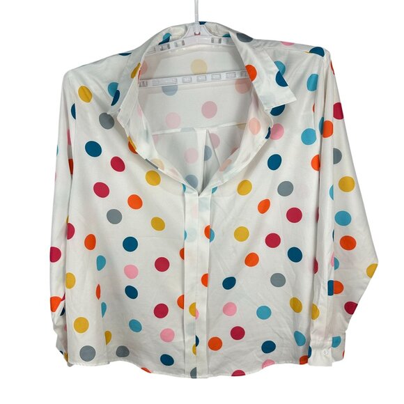 Colorful Polka Dot Long Sleeve Womens Blouse 4XL Polyester - Picture 1 of 3